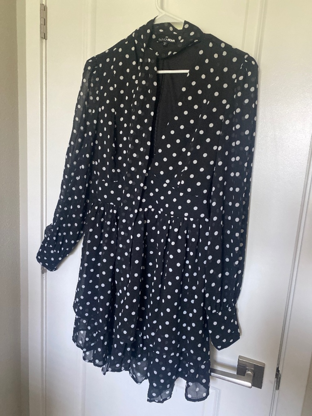 Open back polka dot mini dress